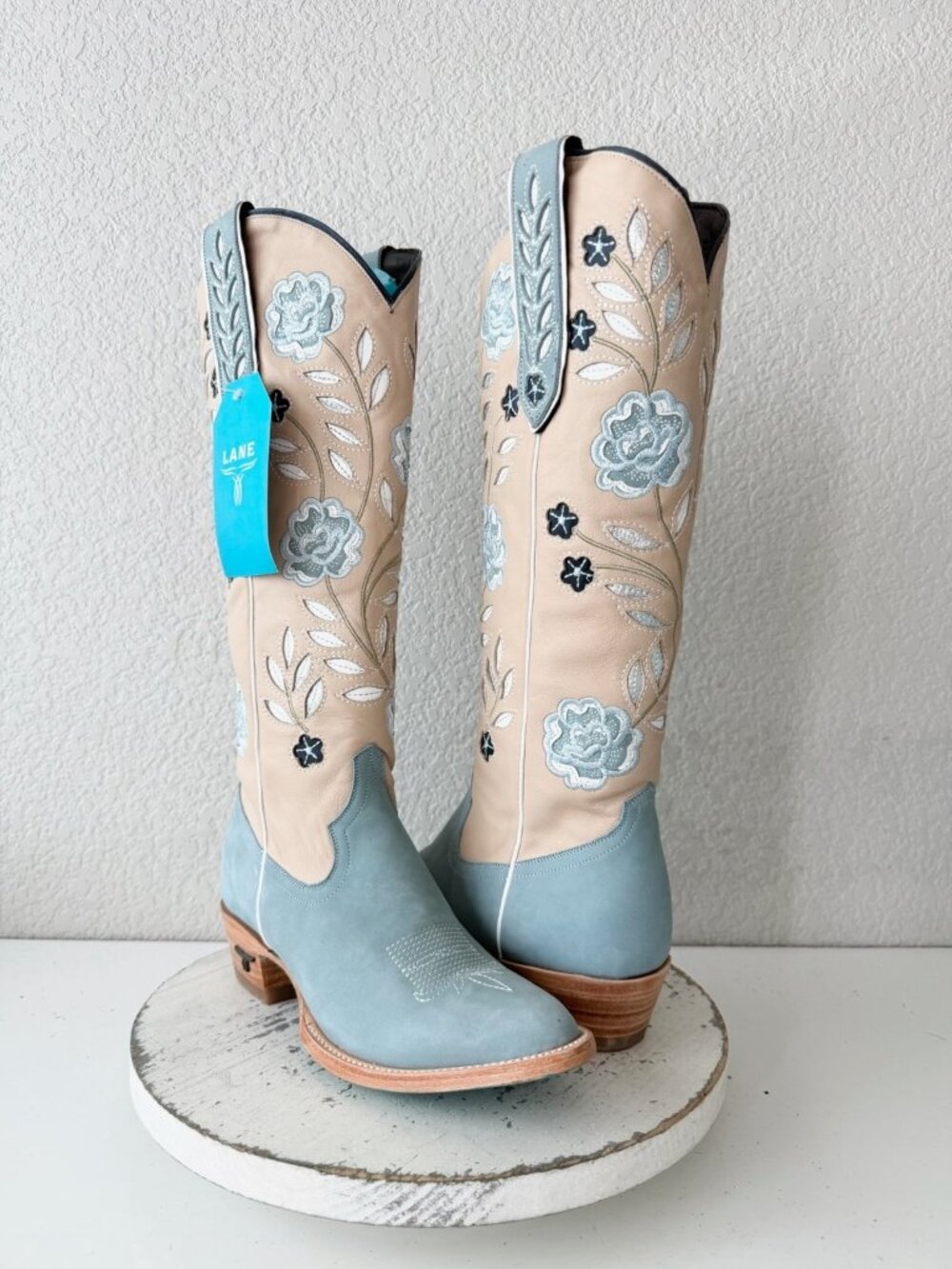 Lane KENZIE Knee High Cowboy Boots Womens 7.5 Blueberry Buttermilk Western Tall